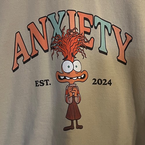 Disney Sweatshirt Tan XL Inside Out Anxiety Est 2024 Crewneck EXCELLENT! - Picture 2 of 6