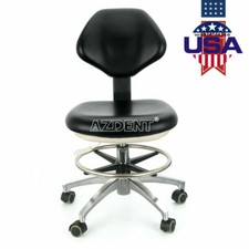 Dental Doctor Assistant Stool Mobile Chair Adjustable Height PU Leather