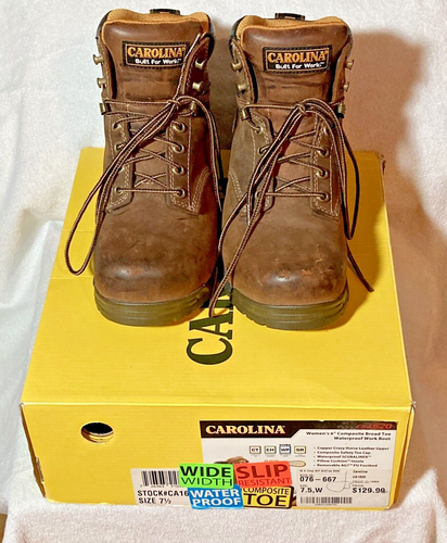 Carolina Women’s Composite Toe Work Boot Size 7.5 W Wide Leather Waterproof - Picture 4 of 12