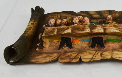 Last Supper on Scroll Wall Jesus Religious Art Plaster Sculpture 3D Color - Picture 6 of 10