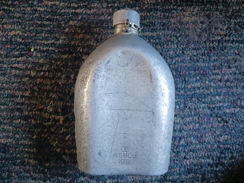 World War 1/2 - WWI US Army Aluminum Canteen 1918 US AGM CO w/ CUP & CARRIER - Bild 6 von 10