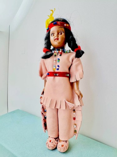 Mixed Lot Vintage Native American Doll, Sleepy Eyes, LEATHER Doll Moccasins 7.5” - Picture 2 of 17