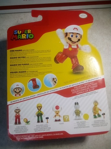 World of Nintendo Super Mario Fire Mario 4" Figur mit Feuerblume Jakks Pacific - Bild 2 von 5