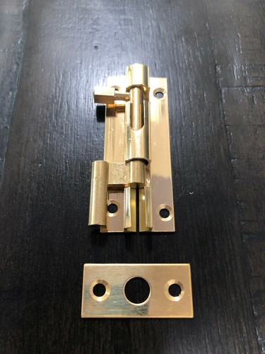 Necked Cranked Barrel Bolt, 2.5" / 63mm, Polished Brass, Cranked Barrel Bolt - Picture 4 of 9