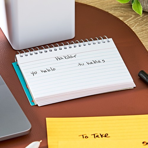INDEX CARD PAD Spiral Bound Ruled 3" X 5", White, 50 Count - Picture 3 of 4