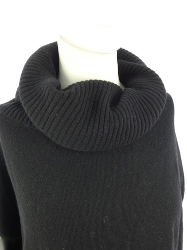 PINKO Jumper Cashmere Wool Silk Black Real leather Sleeves Roll Neck size M - Picture 5 of 12