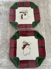 2 Snow Bear by Pfaltzgraff Square Luncheon Plates