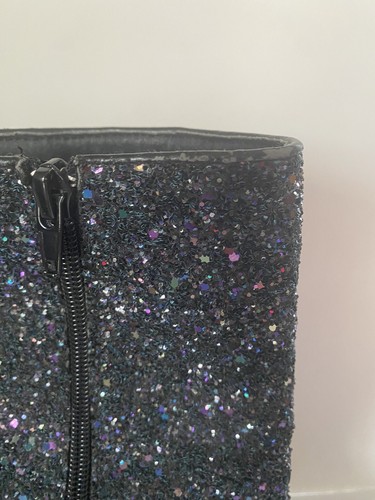 Wild Diva Black Glitter High-Heel Pointed Ankle boots 8.5 - Picture 6 of 12