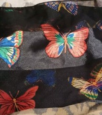 Vintage Made In Korea Butterfly Long Rectangular Scarf 80s