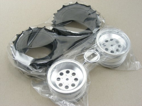 Tamiya Blockhead Motors Wild One Silver Plated Rear Wheels & Spike Tires Vintage