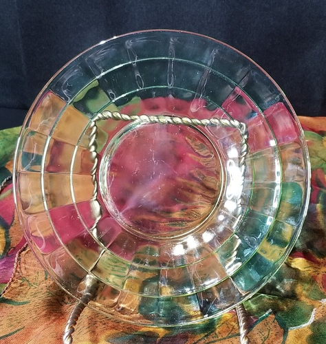 Vintage Anchor Hocking Green Vaseline Glass 6" Optic Block Plate (Replacement) - Picture 3 of 4