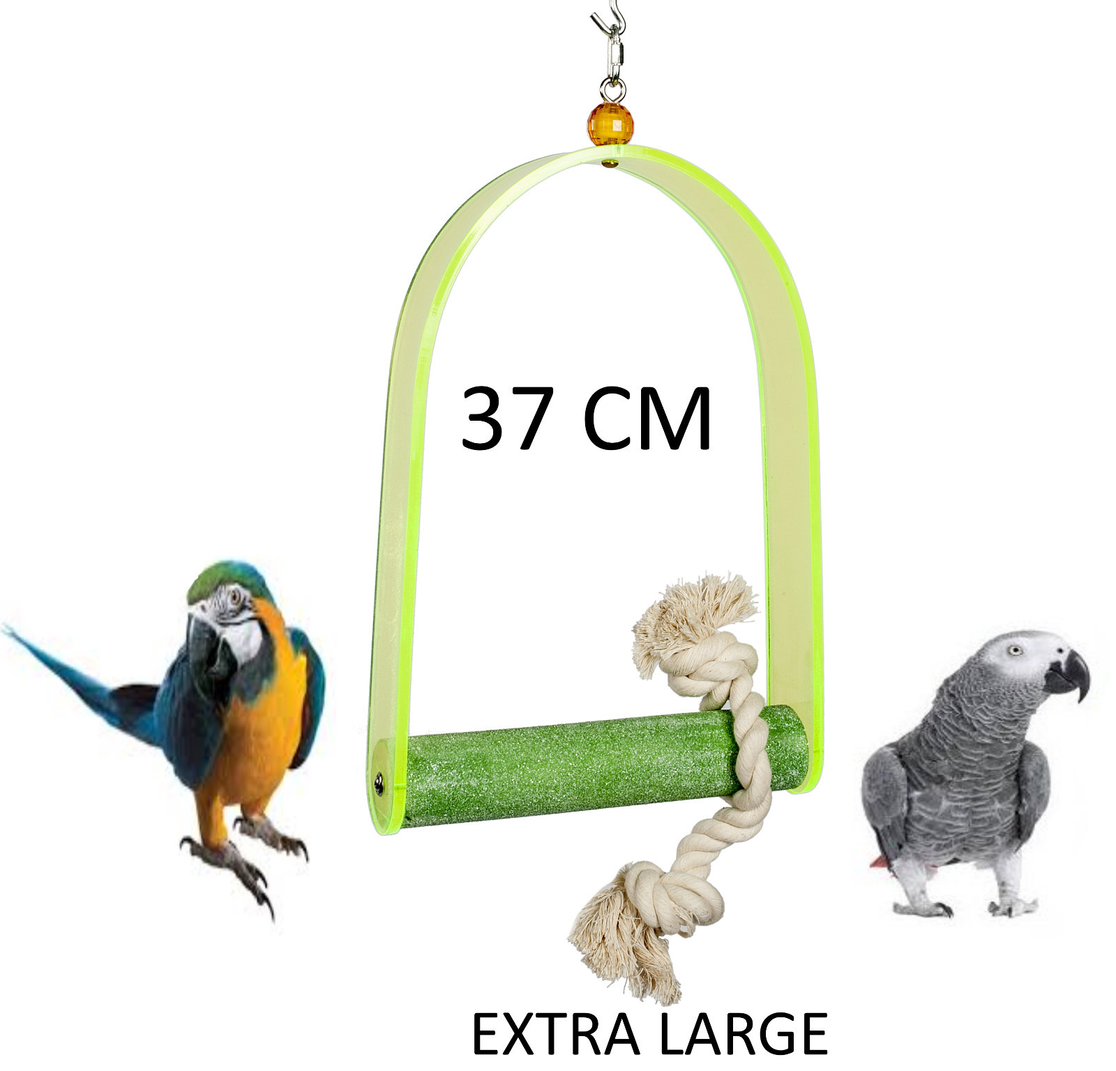 EXTRA LARGE 37CM ACRYLING PARROT CAGE SWING TOY MACAW AFRICAN GREY COCKATOO 4503