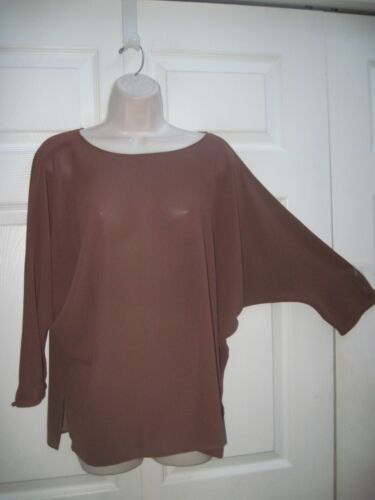 CAMPUS CASUALS Women's Vintage Brown Top with Butterfly Sleeves New - Picture 3 of 5