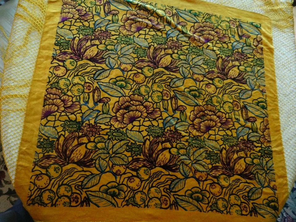 Bufanda de piano vintage chal largo flecos dorados floral Foto 3 de 4