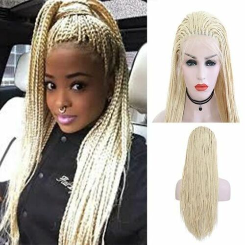 Blonde Braided Wigs for Black Women Synthetic Braiding Styles Cornrows Braid Wig - Picture 3 of 7