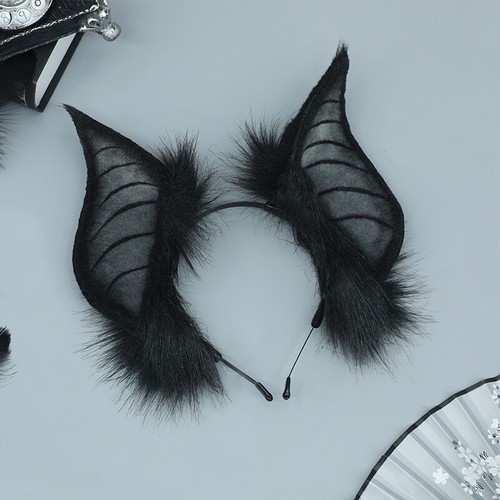 Diadema de oreja de murciélago de Halloween de piel sintética para la cabeza de animales disfraces accesorios fiesta - Imagen 9 de 11