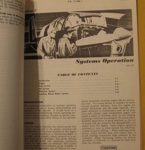 1958-66' USAF- T-34A Plane Flight Manual Reprint, No Cover or Holder, 3-ring - Picture 8 of 10