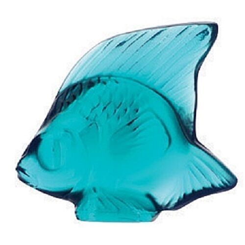 LALIQUE CRYSTAL PALE TURQUOISE FISH SCULPTURE #3002500 BRAND NIB SAVE$$ F/SH - Picture 2 of 2