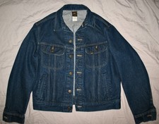 Vintage LEE RIDERS 90s Denim Trucker Jean Jacket MADE IN USA 44R Clean, EX 