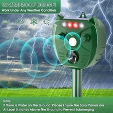 Solar Animal Repeller 4LED - Ultrasonic Waterproof Repeller for Patio Garden