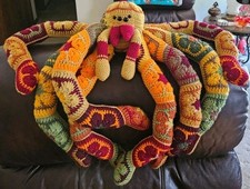 HUGE 30" Handmade Crochet African Flower Tarantula Toy Pillow Plush Spider