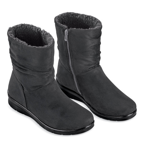 Faux Suede Zippered Scrunch Boots with Plush Lining