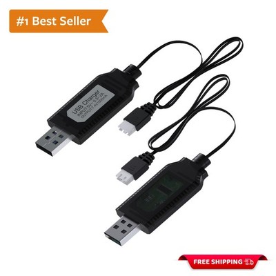2 Pack USB Charger Cable for 7.4V LiPo Batteries - Safe & Efficient Charging