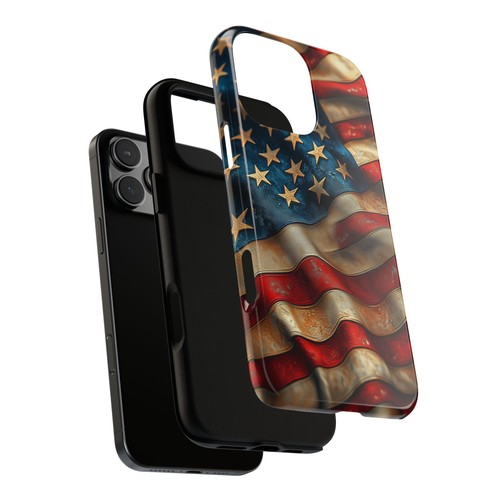 Phone Ink Case for iPhone / Galaxy / Pixel – USA American Flag Rustic America - Picture 24 of 257