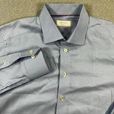 Eton Dress Shirt Mens 16.5 42 Blue Contemporary Fit Cambridge Cotton Long Sleeve