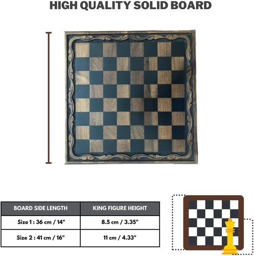 Vintage Chess Board 16" – 100% Handcrafted Large Walnut Solid Wood, Lifetime Use - Picture 4 of 9