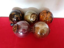 Set of 5 Decorative Ceramic Carpet  Balls Spheres Gold & Goldish Tones 4 Inches
