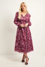 Wallis Plum Fit & Flare Dress Womens Occasion Dresses