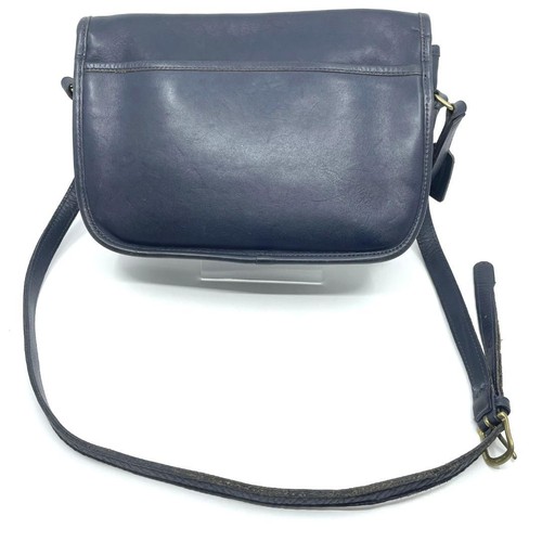 Old COACH 9790 All Leather Navy Shoulder Bag Turn Lock Crossbody Made USA F/S - Picture 3 of 10