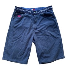 Vintage Tommy Hilfiger Navy Blue Shorts 1990S Y2K Skater SIZE 34 100 Cotton