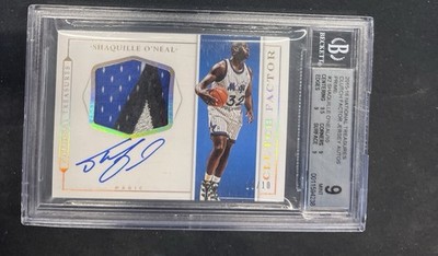 2015 National Treasures Shaquille O Neal Clutch Factor Patch Auto 10/10 Bgs 9