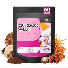 Organic Mushroom Coffee Instant Mushroom Coffee Focus/Anxiety Relief/Gut Health