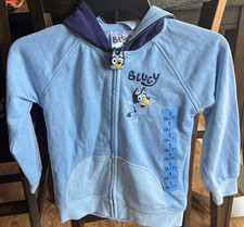 Bluey Zip Up Hooded Blue Sweatshirt/Jacket- Pockets - Girl's Size S 6/7 NEW