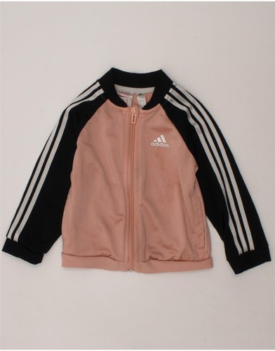 ADIDAS Baby Girls Tracksuit Top Jacket 12-18 Months Pink Colourblock CM18