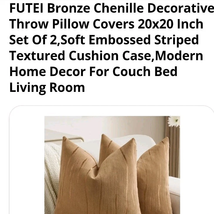 2 fundas de cojín suaves de chenilla con textura a rayas en relieve para cejas Foto 3 de 4
