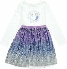 Disney Frozen Elsa and Anna Girls' Long Sleeve Tutu Dress with Sequins Frozen...