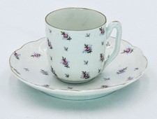 China Teacup and Saucer White with Tiny Pink Roses Demi Size