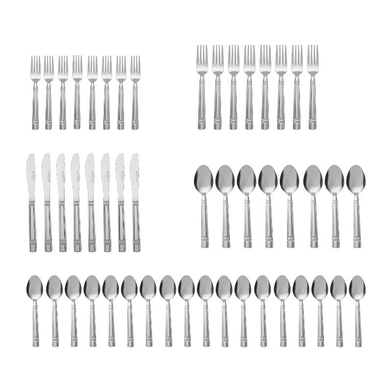 Mainstays 49 Piece  Adult Stainless Steel Flatware and Organizer , Service for 8