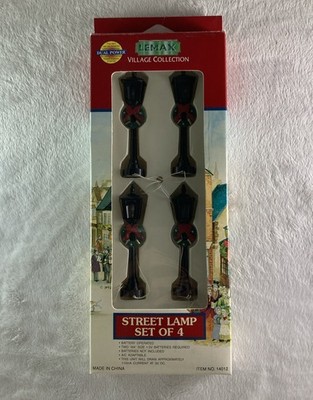 LEMAX VILLAGE COLLECTION STREET LAMP SET OF 4 Battery Operated Item No. 14012