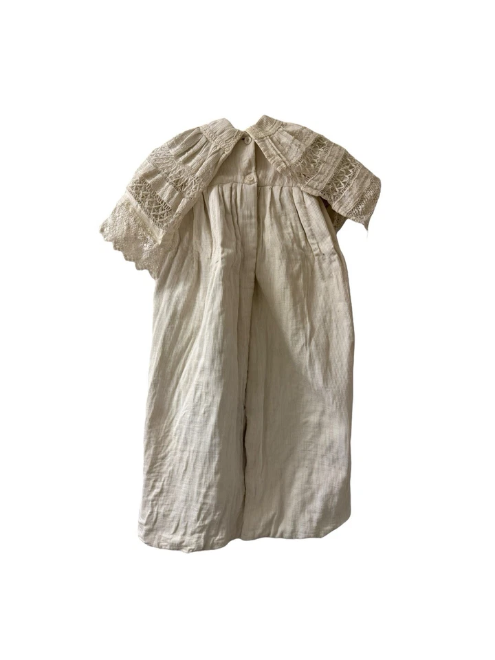 Abrigo Victoriano Niños Blanco Cuello Encaje 1880 Foto 2 de 4