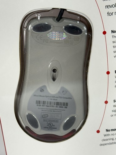 Microsoft Wheel Mouse Optical ~ USB & PS/2 Compatible ~ New Sealed - Picture 5 of 10