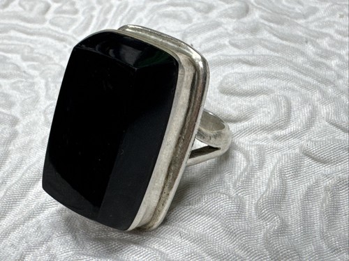 Sterling Silber 925 Mexiko TC-84 großer Modernist schwarzer Onyx Ring 7 3/4 22 Gramm - Bild 4 von 20