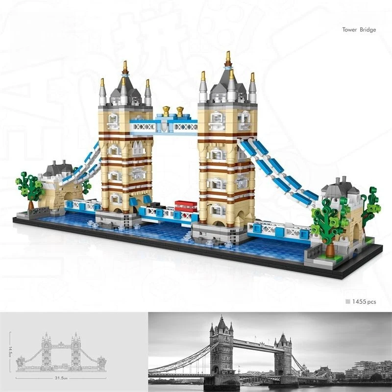 LOZ 1455pcs World Architecture London Tower Bridge Building Blocks Assemble - Image 2 of 4