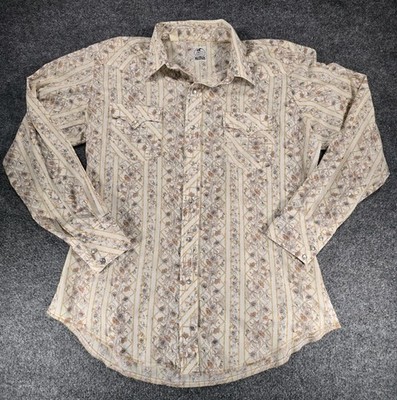 Vtg The Hustler Collection Western Shirt Large Floral Pearl Snap Cowboy Outlaw L