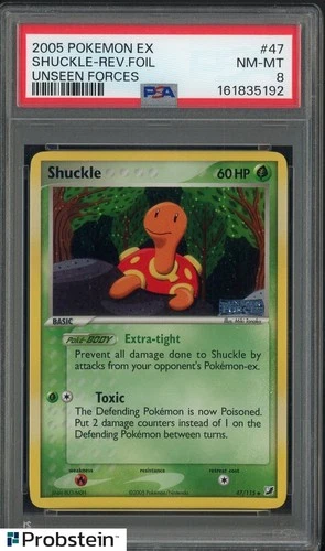 2005 Pokemon Ex Unseen Forces #47 Shuckle Reverse Foil PSA 8 NM-MT
