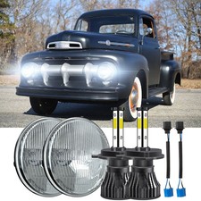 For Ford F1 1948-1952 Pair 7 Inch Round Glass Led Headlight H4 High Low Beam For Ford F1 1948-1952 Pair 7 Inch Round Glass Led Headlight H4 High Low Beam